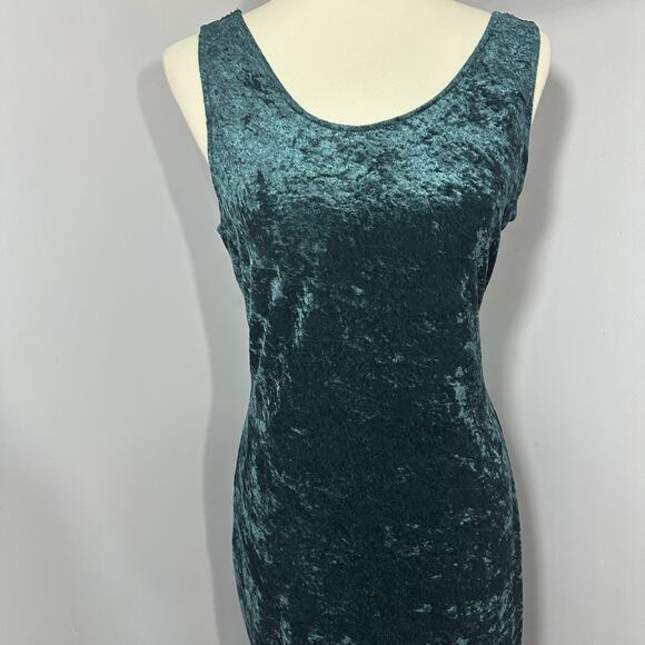 Vintage Y2K Maurices Green Velvet Maxi Dress Large Holiday Whimsigoth Cocktail - Picture 3 of 8